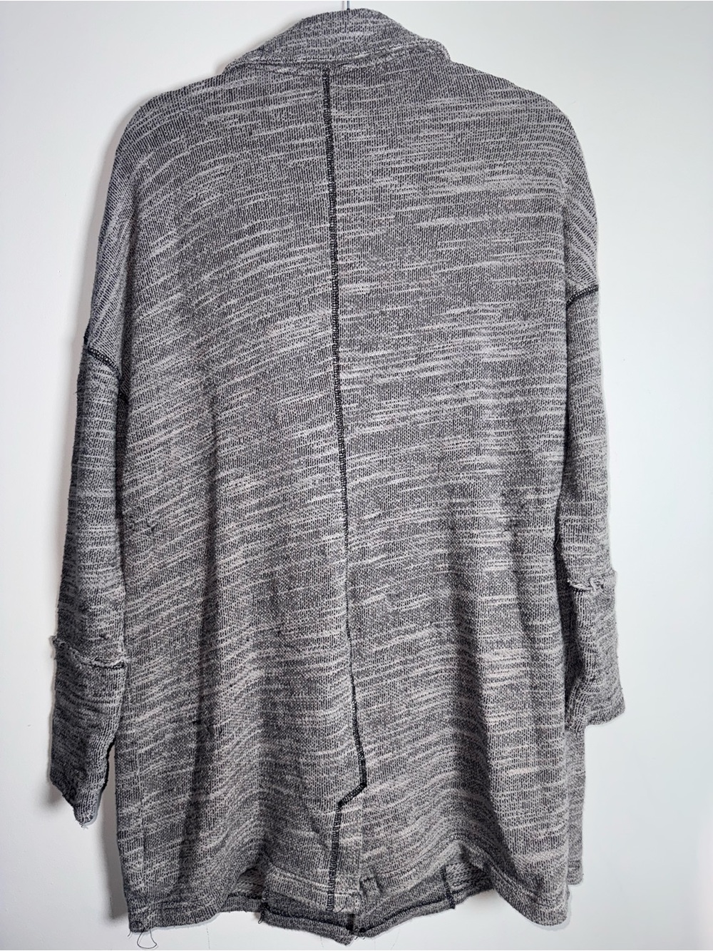 Free People Grey Melange Knit Double-Breasted Long Cardigan Small - Picture 5 of 6